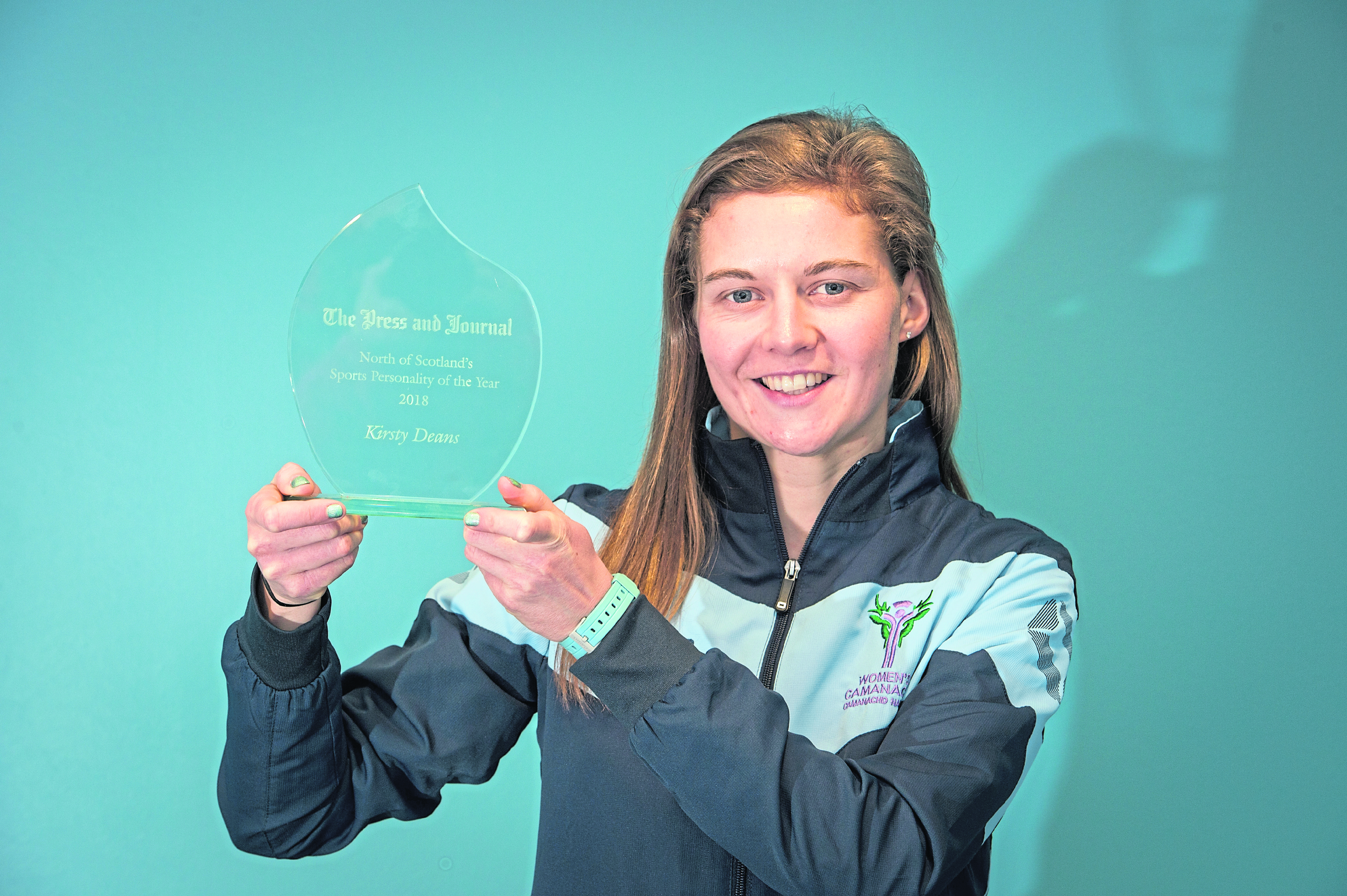 Press & Journal Sports Personality of the Year, Kirsty Deans at Forres Academy in Moray with her award.
Picture by Jason Hedges.