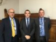 Calum Greenhow, chief executive of the National Federation of Subpostmasters, Moray MP Douglas Ross and Moray-based subpostmaster Paul McBain.