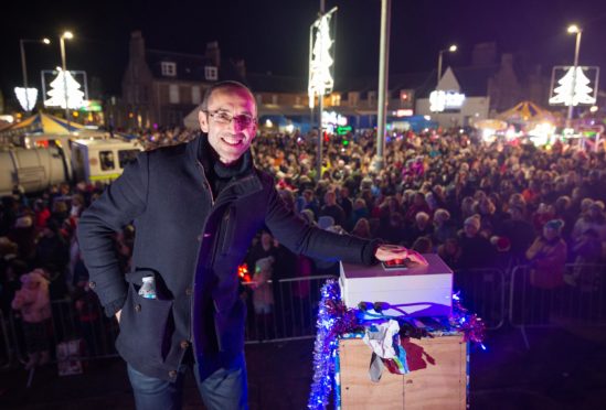 Actor James Wooton, better known as Sam Dingle in Emmerdale, spent the day meeting fans in Buckie before switching on the Christmas lights.