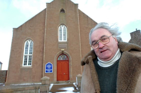 Sam Coull at the Trinity Church in Boddam