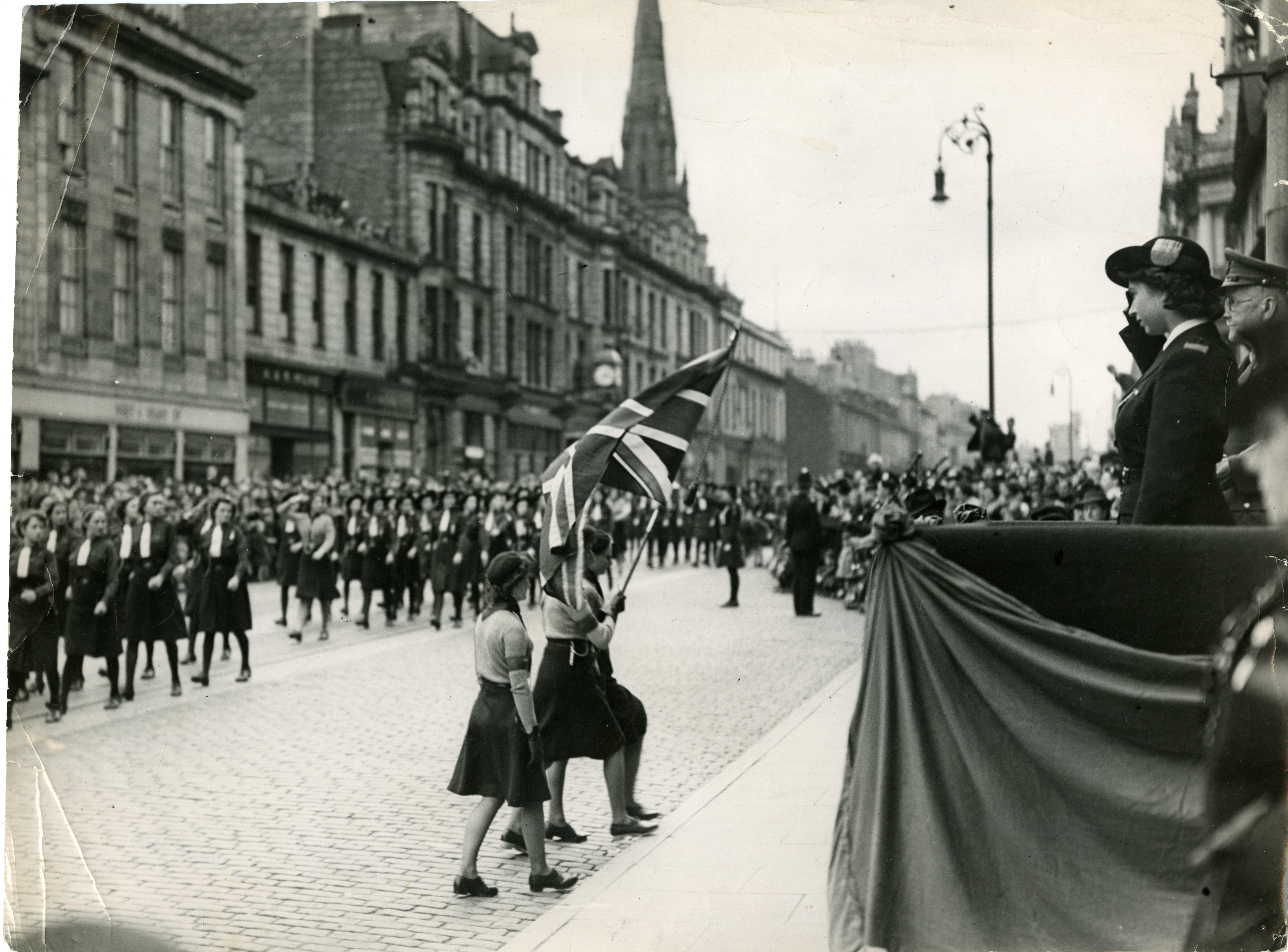 Princess Elizabeth visited Aberdeen to attend the Girl Guides' Rally.