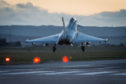 A Typhoon jet takes off from RAF Lossiemouth.