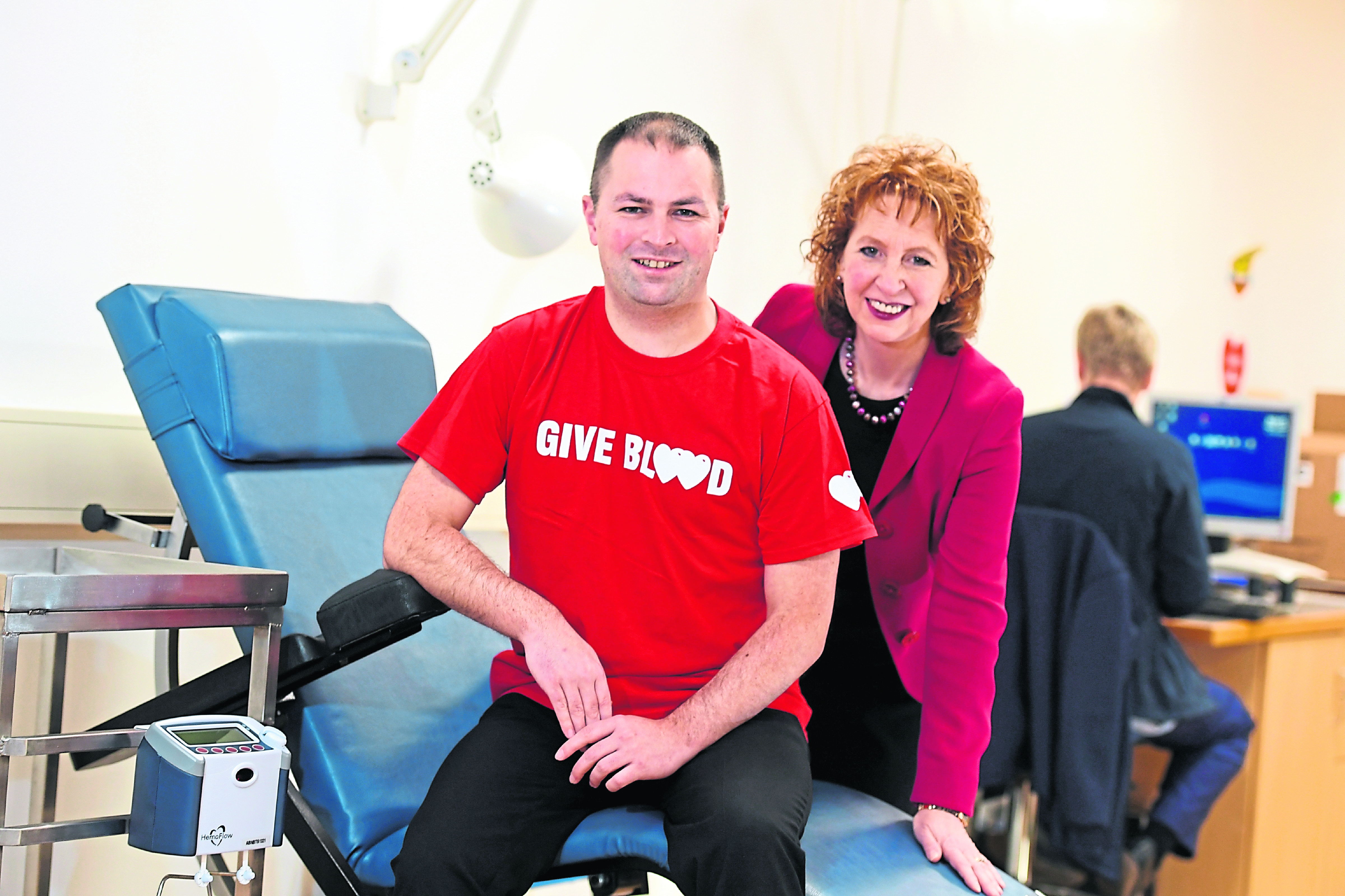 Survivor Rod Mair, with head of service Dr Sylvia Armstrong-Fisher,  is backing the major campaign to attract 50 blood donors a day to keep blood stocks up
