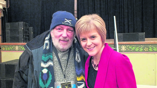 Former fisherman Brian Gillies meeting First Minister Nicola Sturgeon before his crimes came to light.