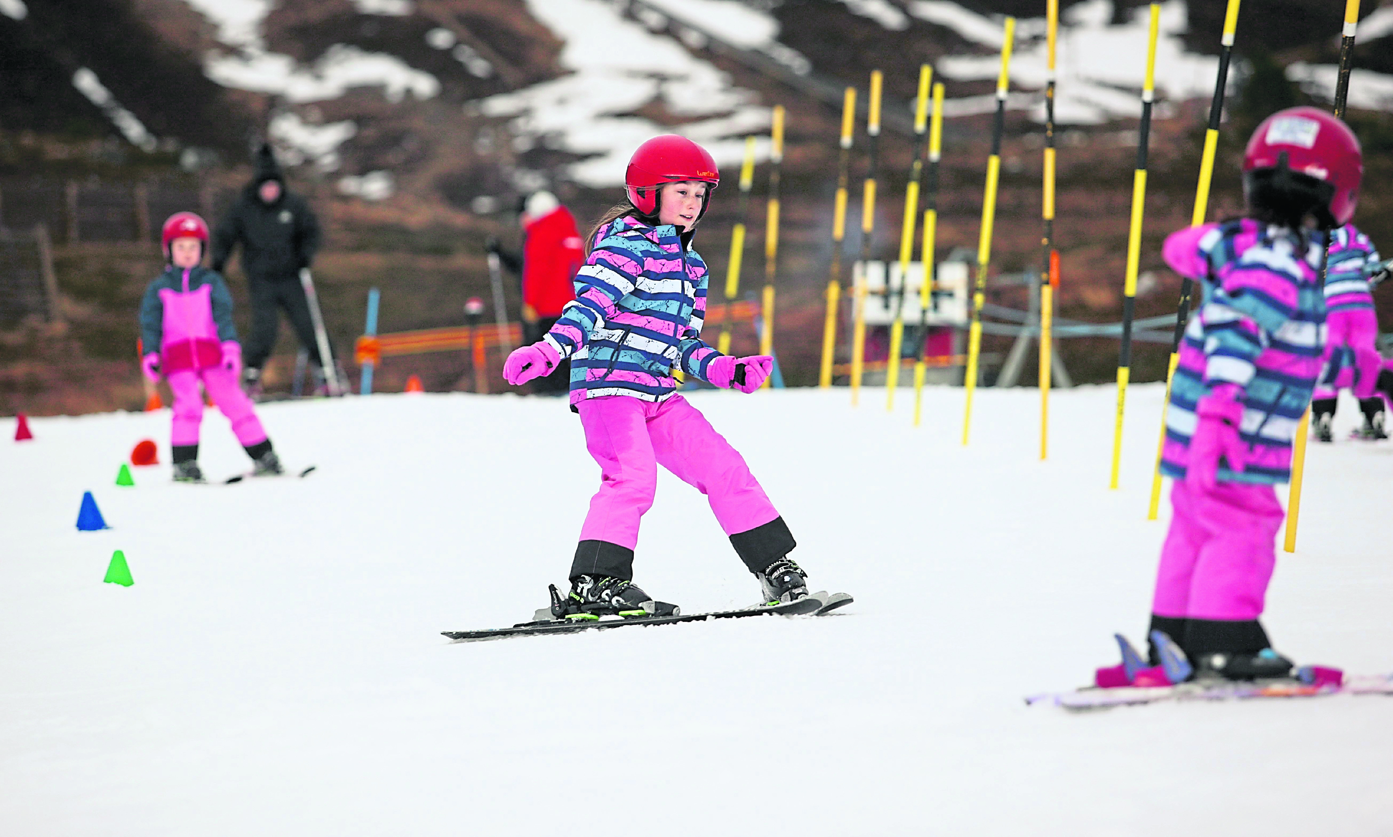 The Doherty sisters from Ireland who were enjoying their first ski holiday at Cairngorm Mountain. Picture by Peter Jolly.