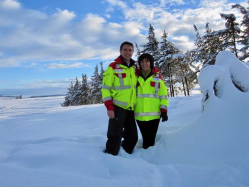 Colin Moffat and wife Gill in January 2010 responding in Keith, Aberdeenshire to severe snow conditions.