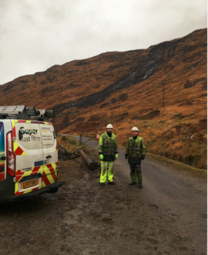 Pictured at the landslide from left to right are senior engineers Chris Stitt and Angus Wilson.