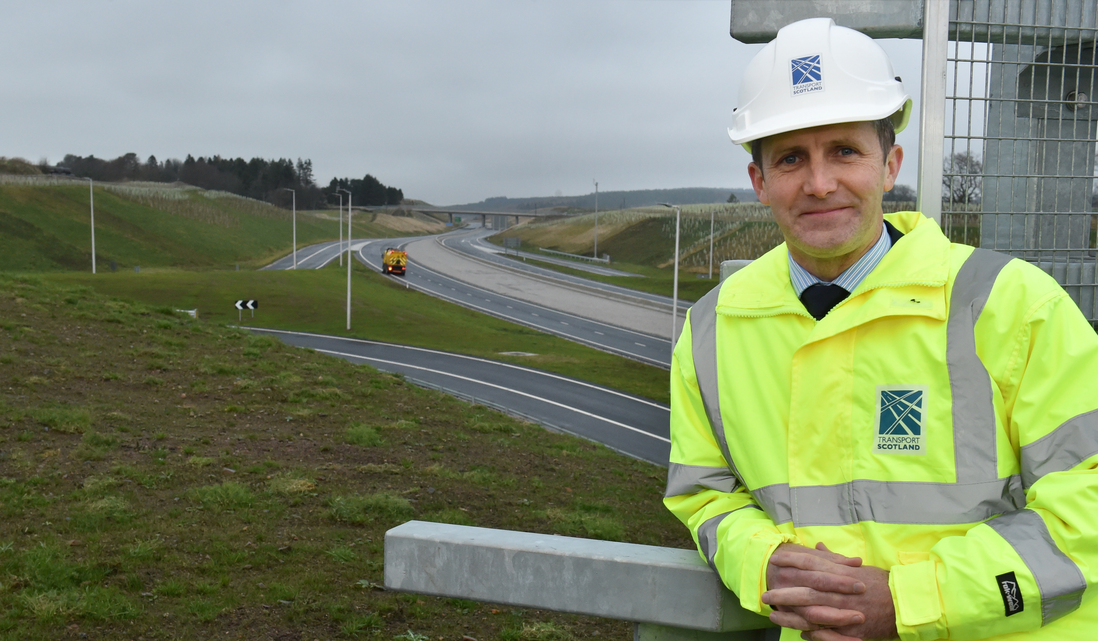 Michael Matheson at the newly opened Craibstone to Stonehaven stretch of the AWPR