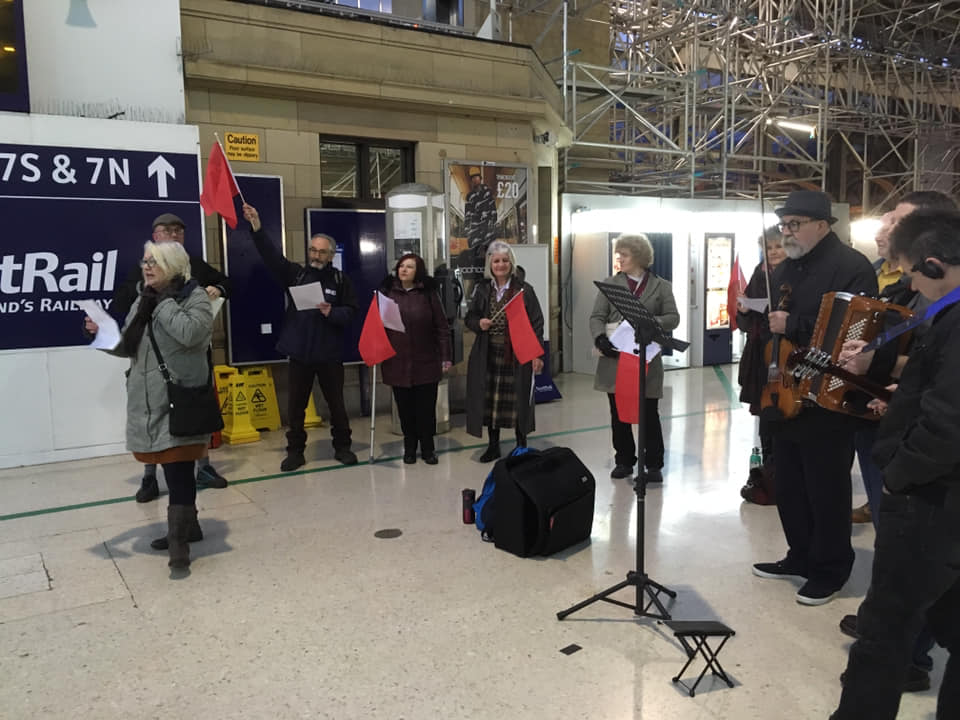 Trade Unionists gathered  at Aberdeen Railway Station for the John MacLean commemoration
