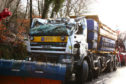 The gritter after being recovered from the side of the road near to the Old Inn in Appin