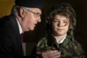 A P7 pupil from Banchory primary school gets put through his paces by a Banchory British Legion member and veteran during a WW2 lesson in Banchory's museum.
