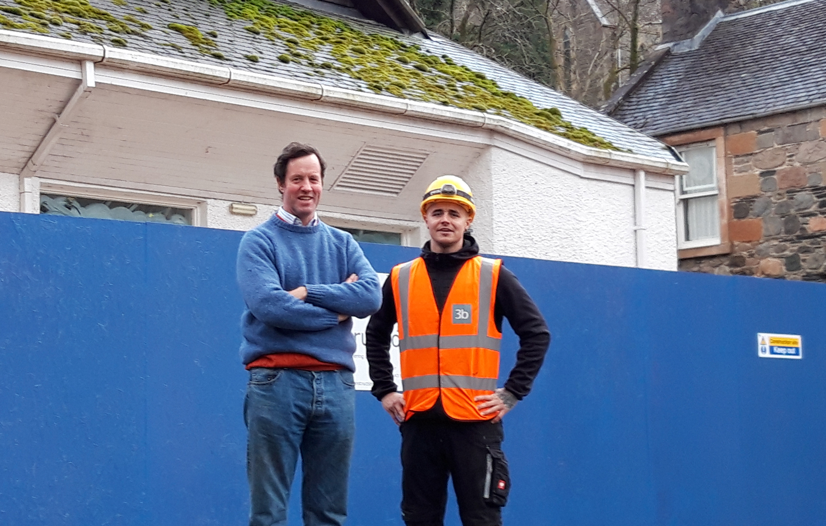 Developer Angus MacDonald and site manager Mark Little in front of the cinema site.