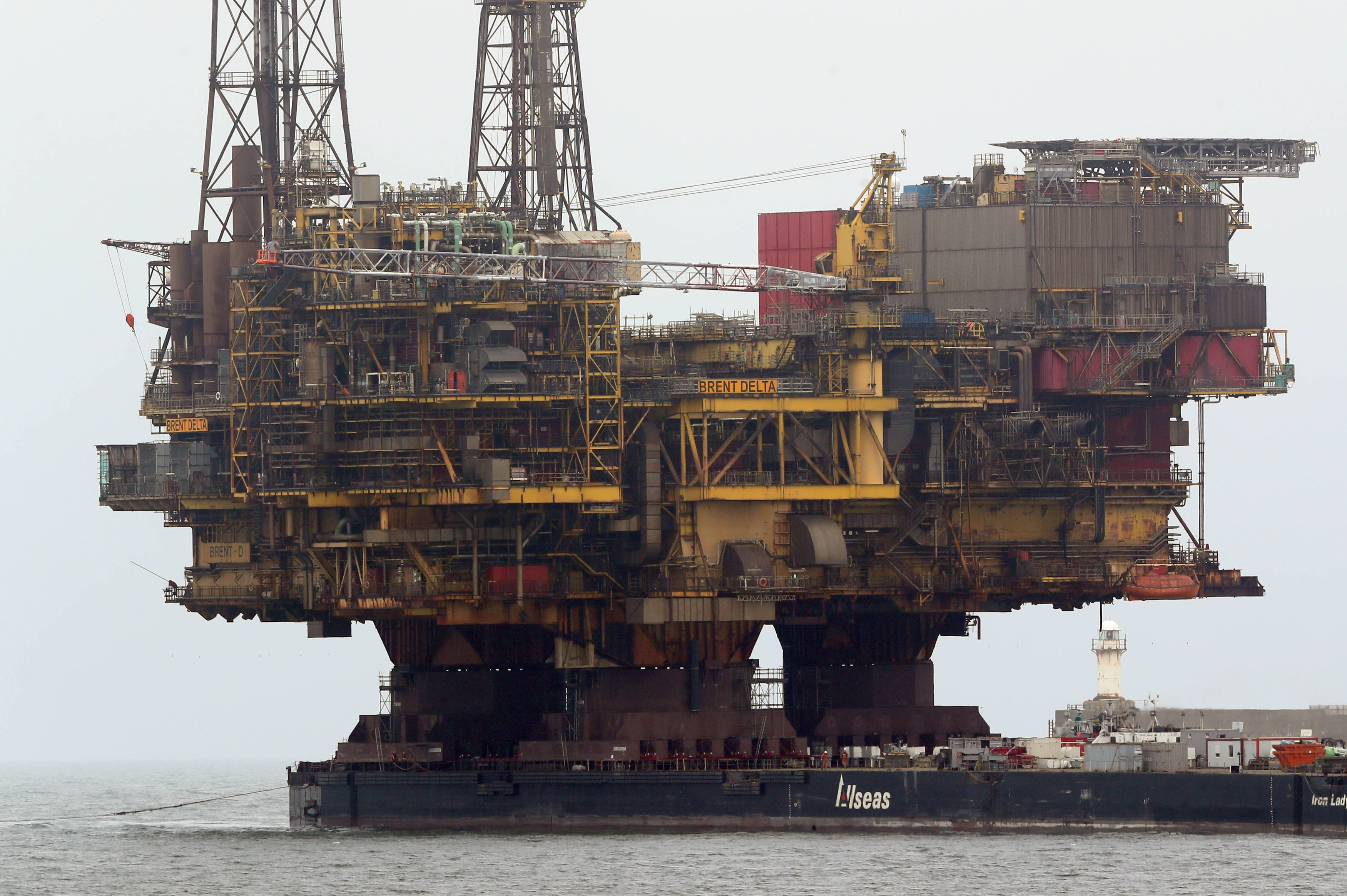 The Brent Delta platform being sent for decommissioning last year.