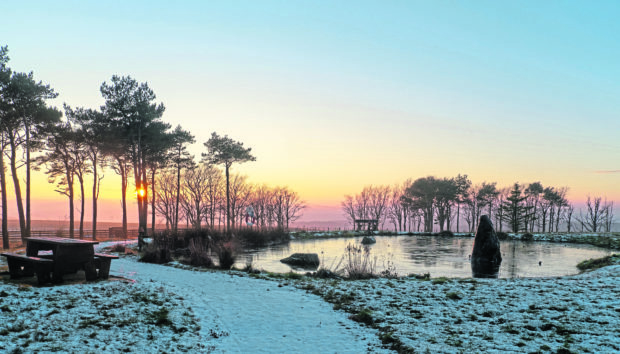 A January sunset at the Hill of Maunderlea Aberchirder. Taken by Bill Thain, from Macduff.