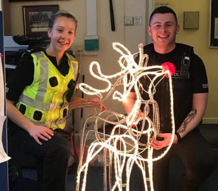 PC Lucy Cuthbert and PC Sean Horne with 'Rudolph'