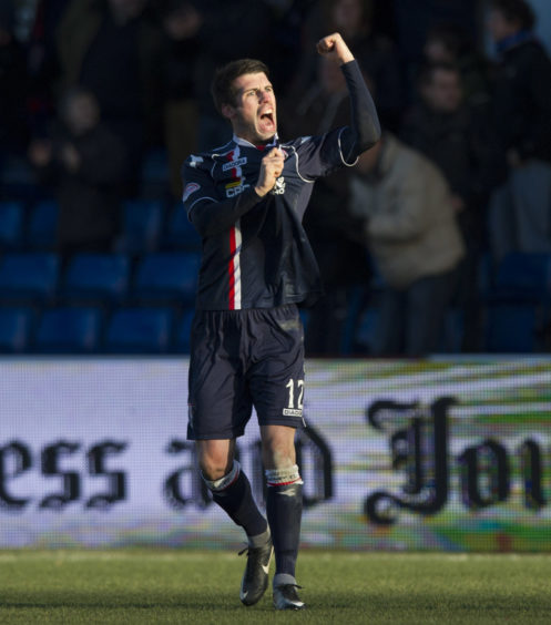 Rocco Quinn celebrates after equalising for Ross County.