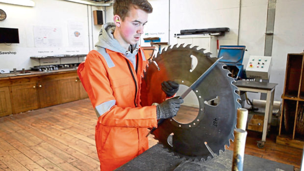 Padraig McNeil, an apprentice saw doctor with BSW Timber Group in Fort William