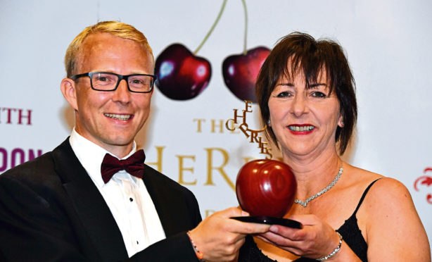 cHeRries awards at the AECC.    
Winner - Extraordinary HR initiative - VSA. 
Pictured - Alan Clark and Nicky Bruce    
Picture by Kami Thomson    01-06-18