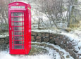 The highest telephone box in the UK, sitting at the base of the ski-slope in the Cairngorms.