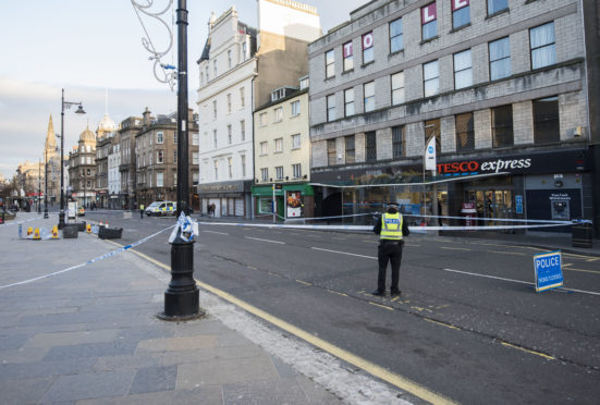 The scene at the Taxi Rank in Dundee's Nethergate.