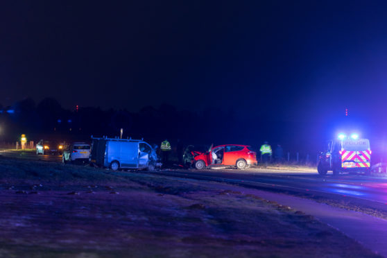 Crash scene on the A96 outside Forres.