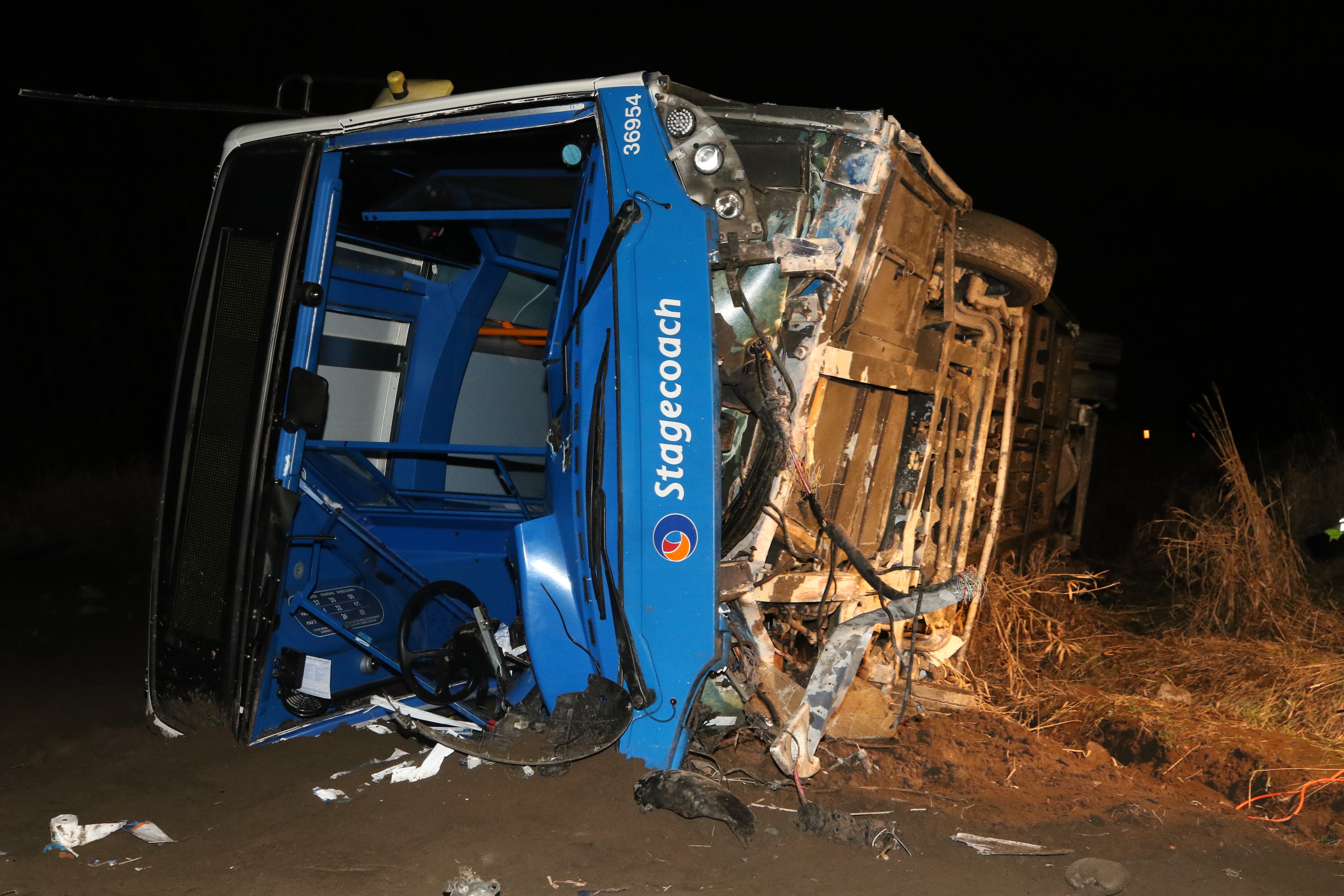 The bus which left the road in the Highlands this evening