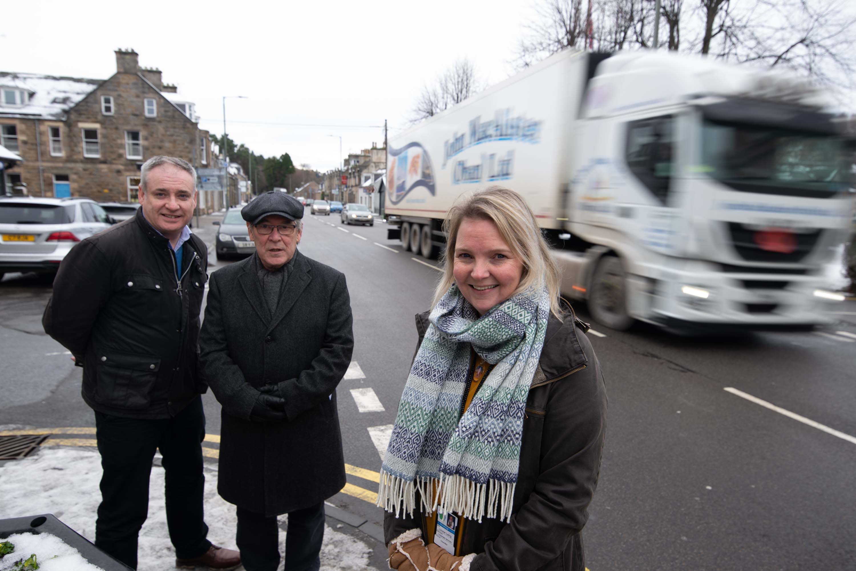 Moray MSP Richard Lochhead, Aberlour Community Association vice-convener Brian Hinnie and Speyside Glenlivet councillor Louise Laing have campaigned for a crossing across the A95 Aviemore road in Aberlour.