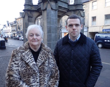 Douglas Ross with Forres Community councillor Eleanor Hayward