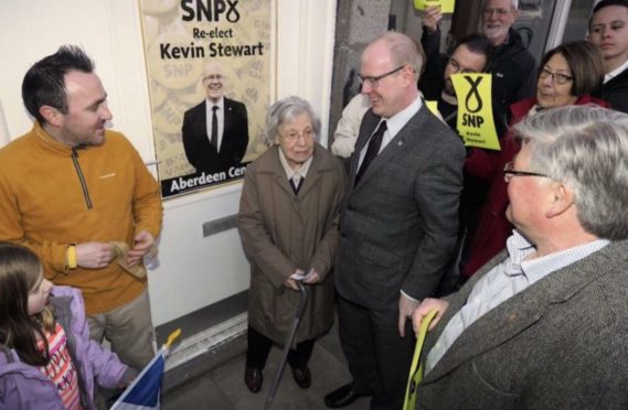 Marnie Corall opening MSP Kevin Stewart's constituency office in 2016