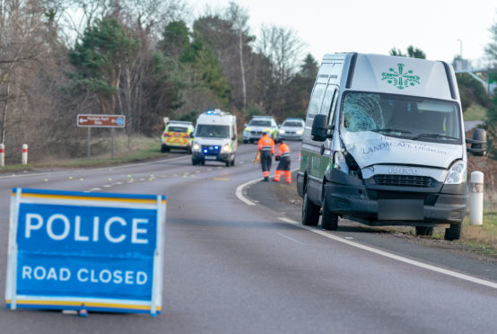 The scene of the fatal crash in Forres