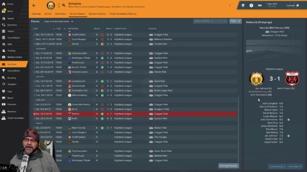 Jon Cox has taken Fort William into League 1 on popular computer game Football Manager.