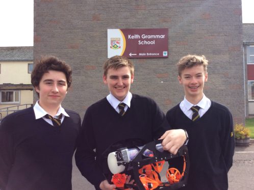 Lewis Roger, Tom Watson, Jamie Herd from Keith Grammar School with their ROV