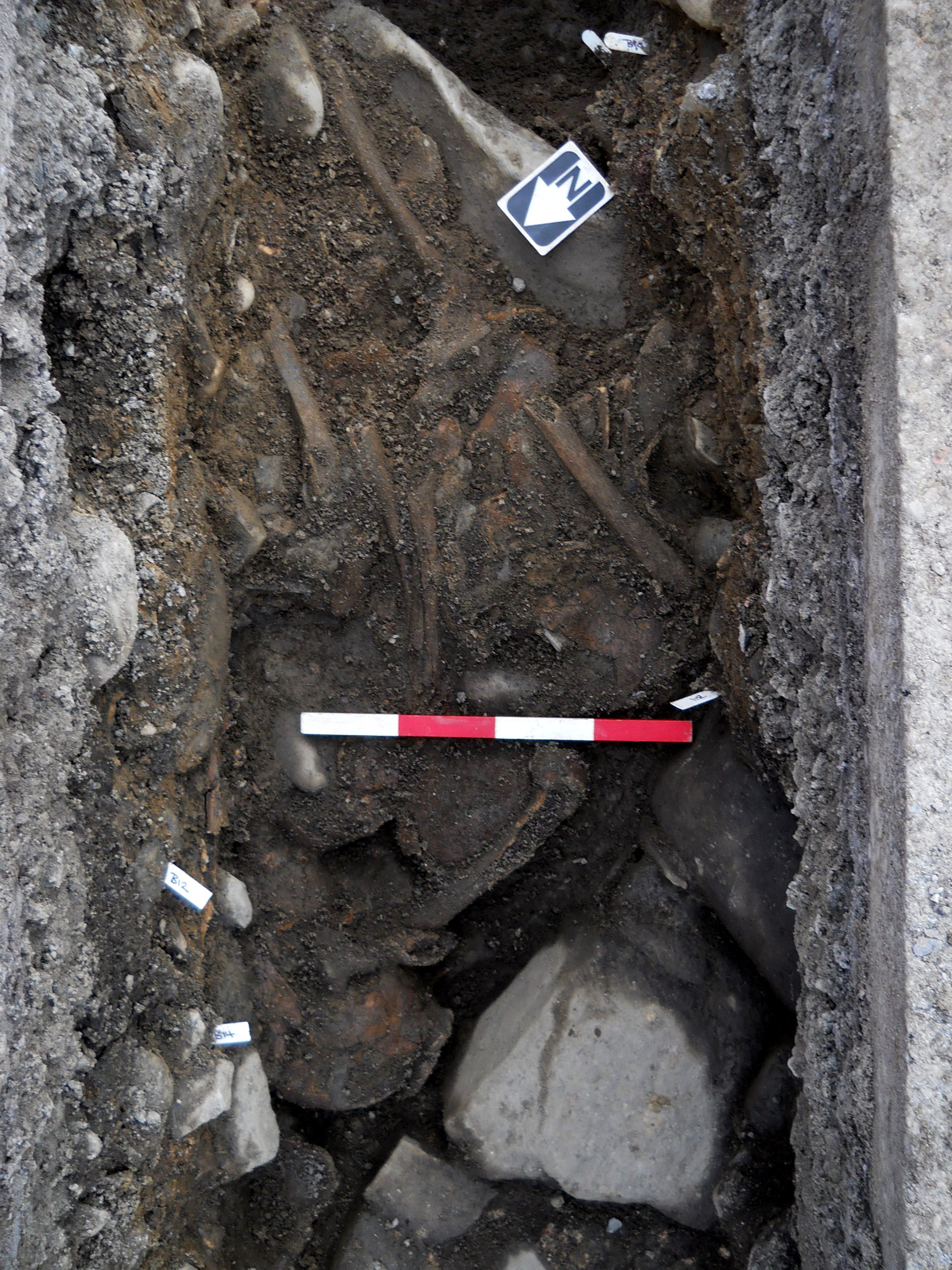 Bones, believed to date back to the 16th century, discovered as the Scottish Water project was being undertaken in the Highland village of Kingussie.