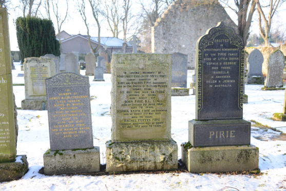 A poignant memorial to missionary Meta Pirie is in Ruthven Kirkyard.