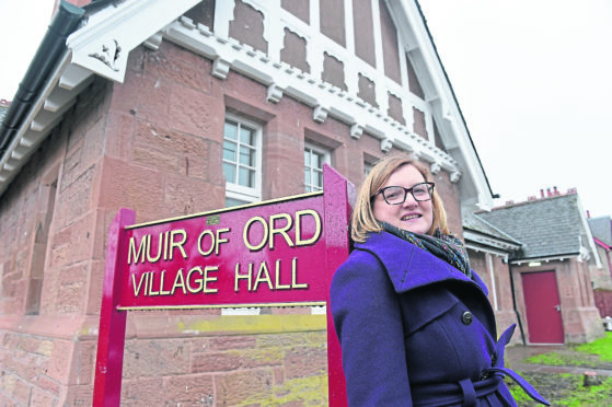 Hannah MacSween, community development manager for the Muir of Ord Hall and Facilities Company,  at the newly refurbished Muir of Ord Village Hall.
Picture by Sandy McCook.