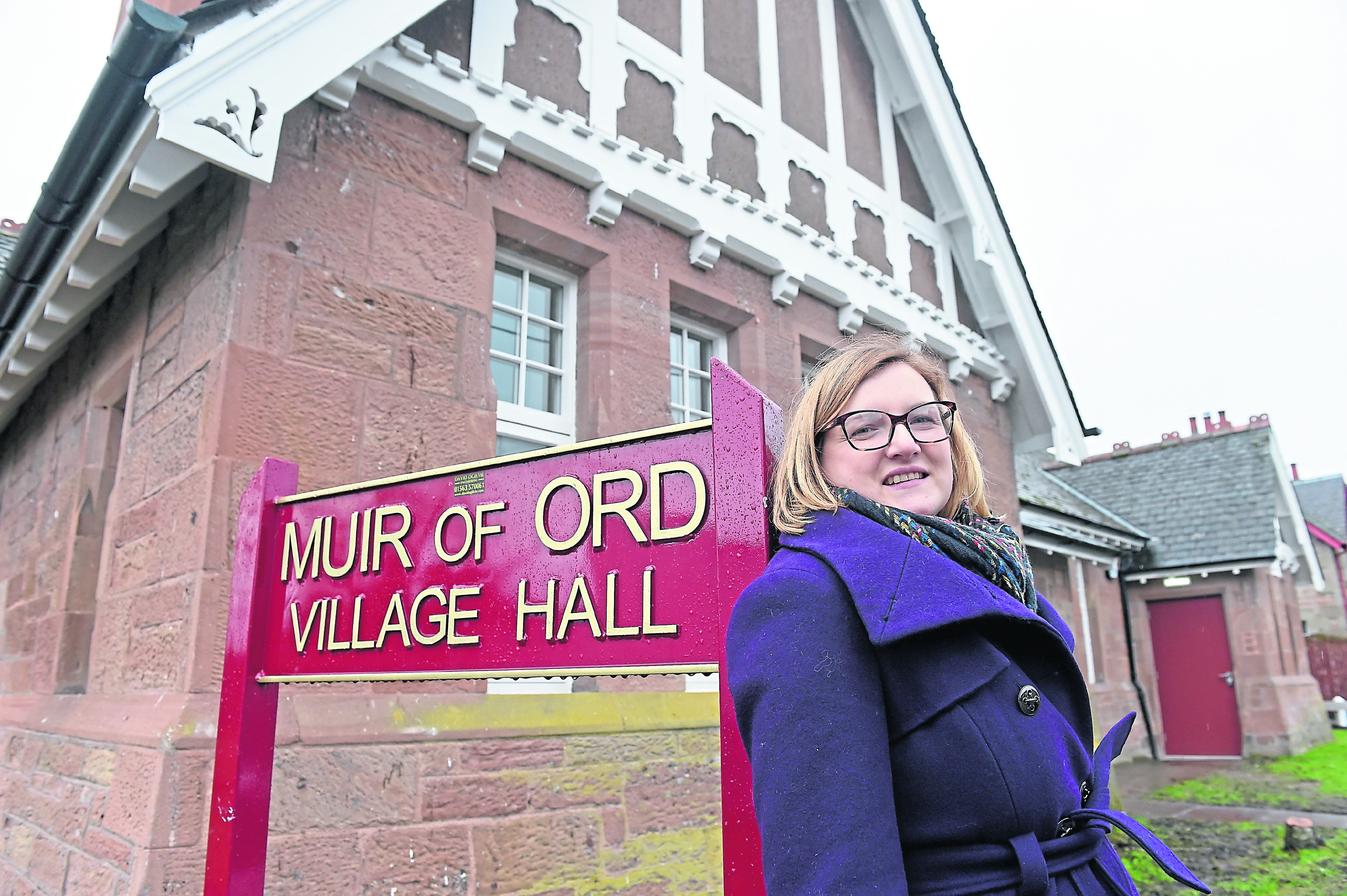 Hannah MacSween, community development manager for the Muir of Ord Hall and Facilities Company,  at the newly refurbished Muir of Ord Village Hall.
Picture by Sandy McCook.