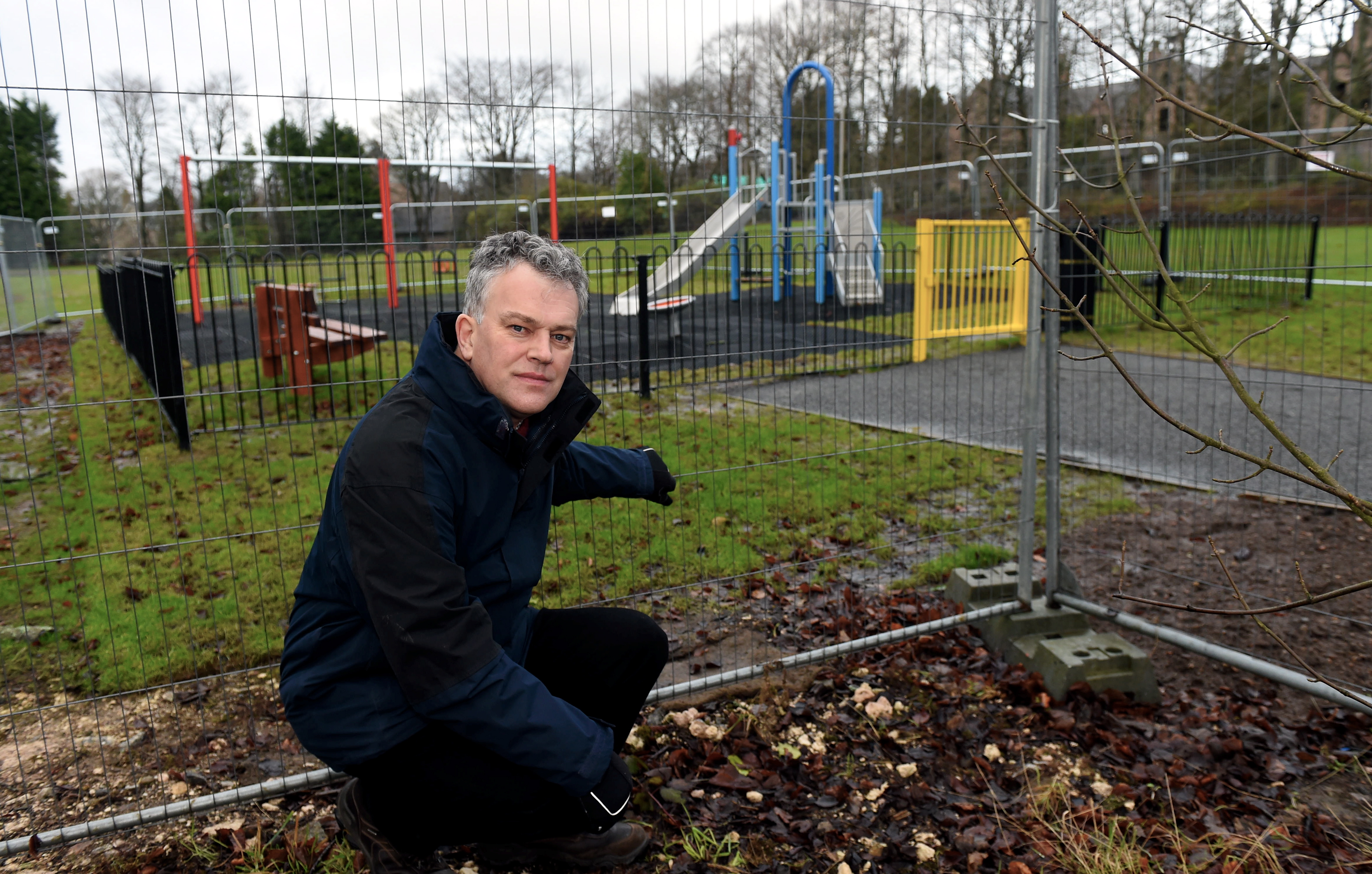 Councillor Martin Ford in front of where the new play park is being built in King Seat