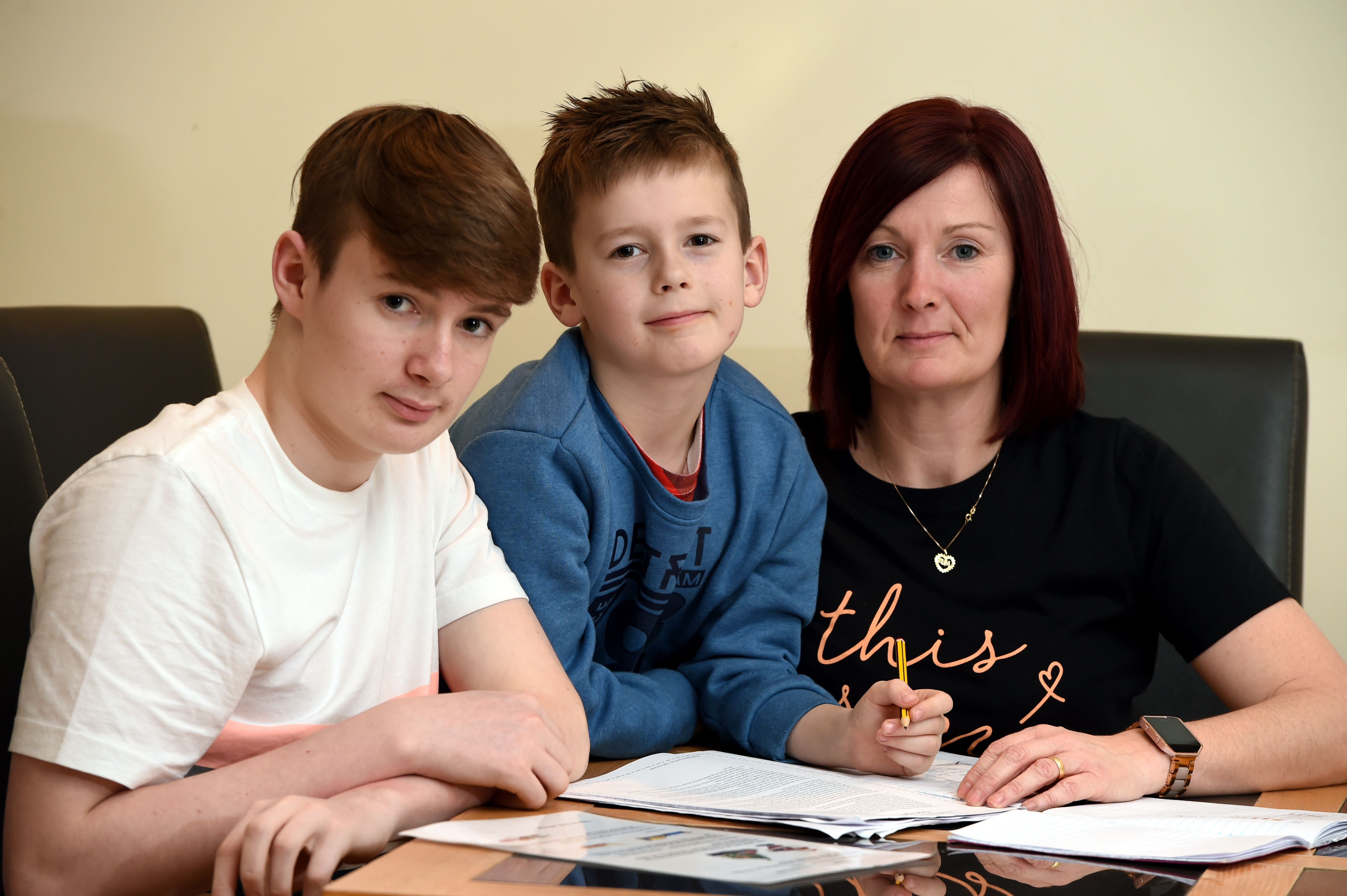 achael Smith with her children who suffer from dyslexia (L-R) Brook, 15, and Archie, 8