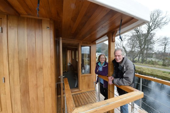 Gaby Monkhouse and her husband Gus Glue aboard the 'Highland Lassie'.