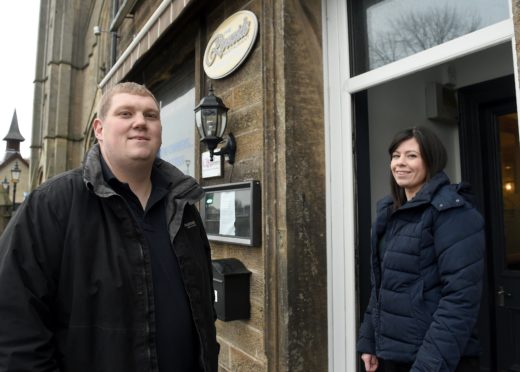 Chef and owner Paul McBain photographed alongside his wife Corinna outside their new restaurant McBains by the River on Bank Street, Inverness. Picture by Sandy McCook