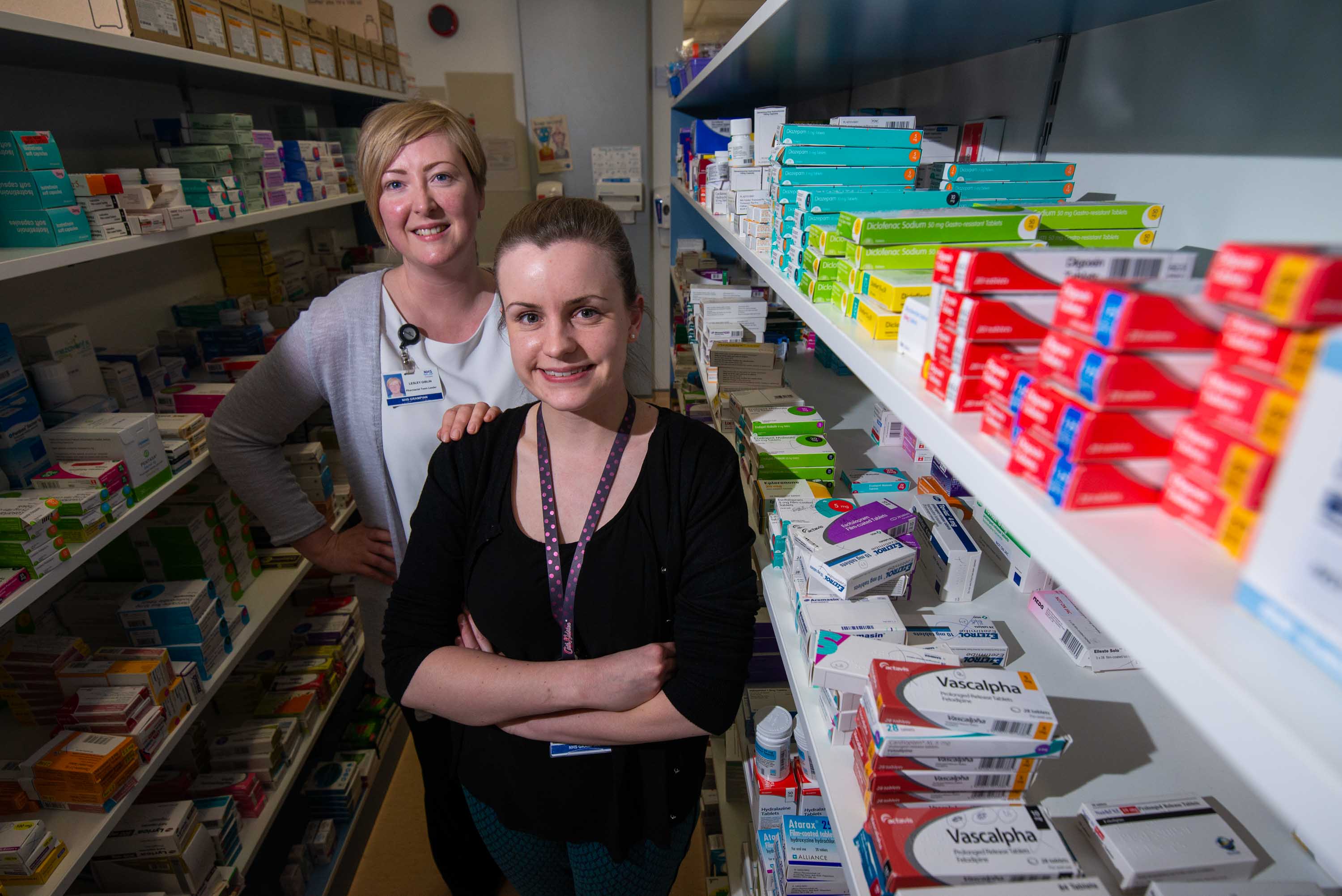 Lesley Giblin, lead pharmacist at Dr Gray's Hospital, and advanced pharmacist practitioner Heather Main.