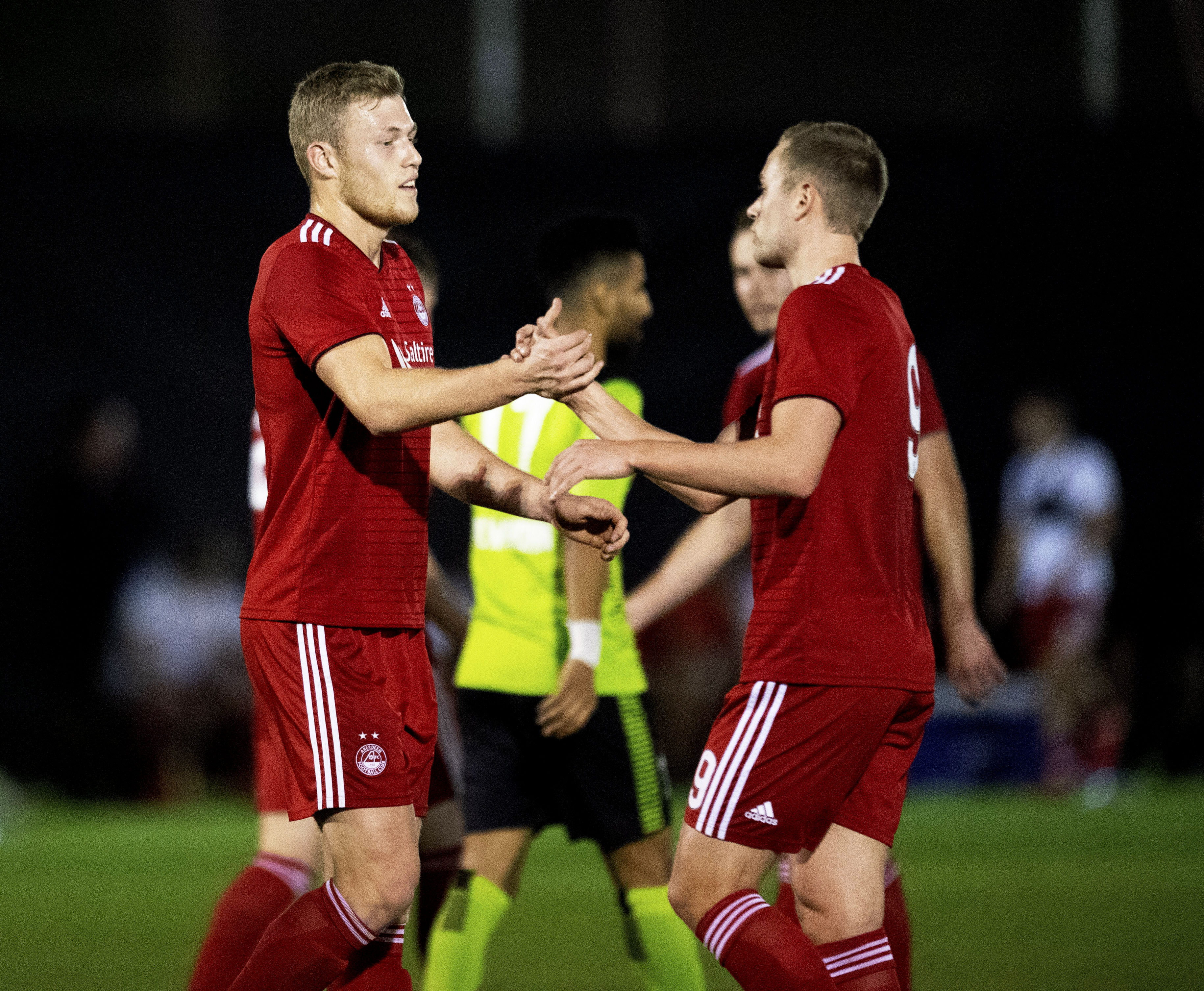 Sam Cosgrove and James Wilson during the friendly with Dibba Al-Hisn.
