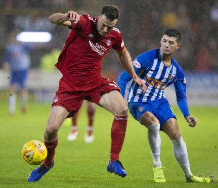 Aberdeen defender Andy Considine against Kilmarnock's Jordan Jones.