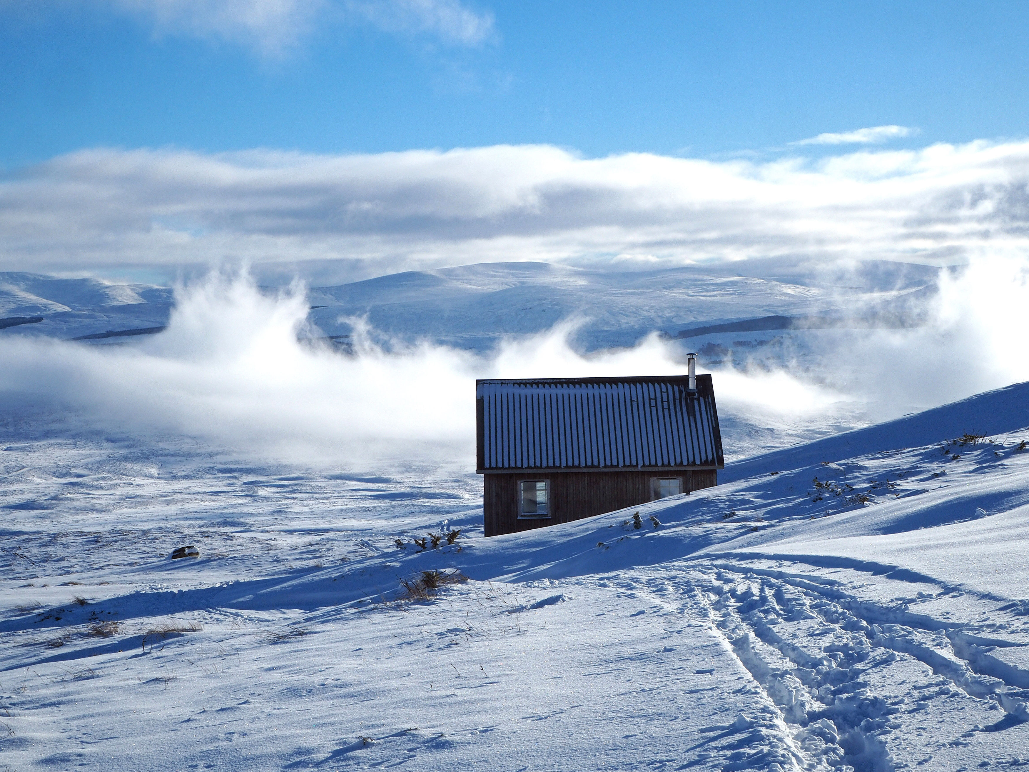 A bothy shelter above Kingussie in the Scottish Highlands.