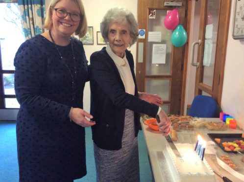 Hanover Scotland board member Jo Rogers and West Park Court resident Grace Gates.