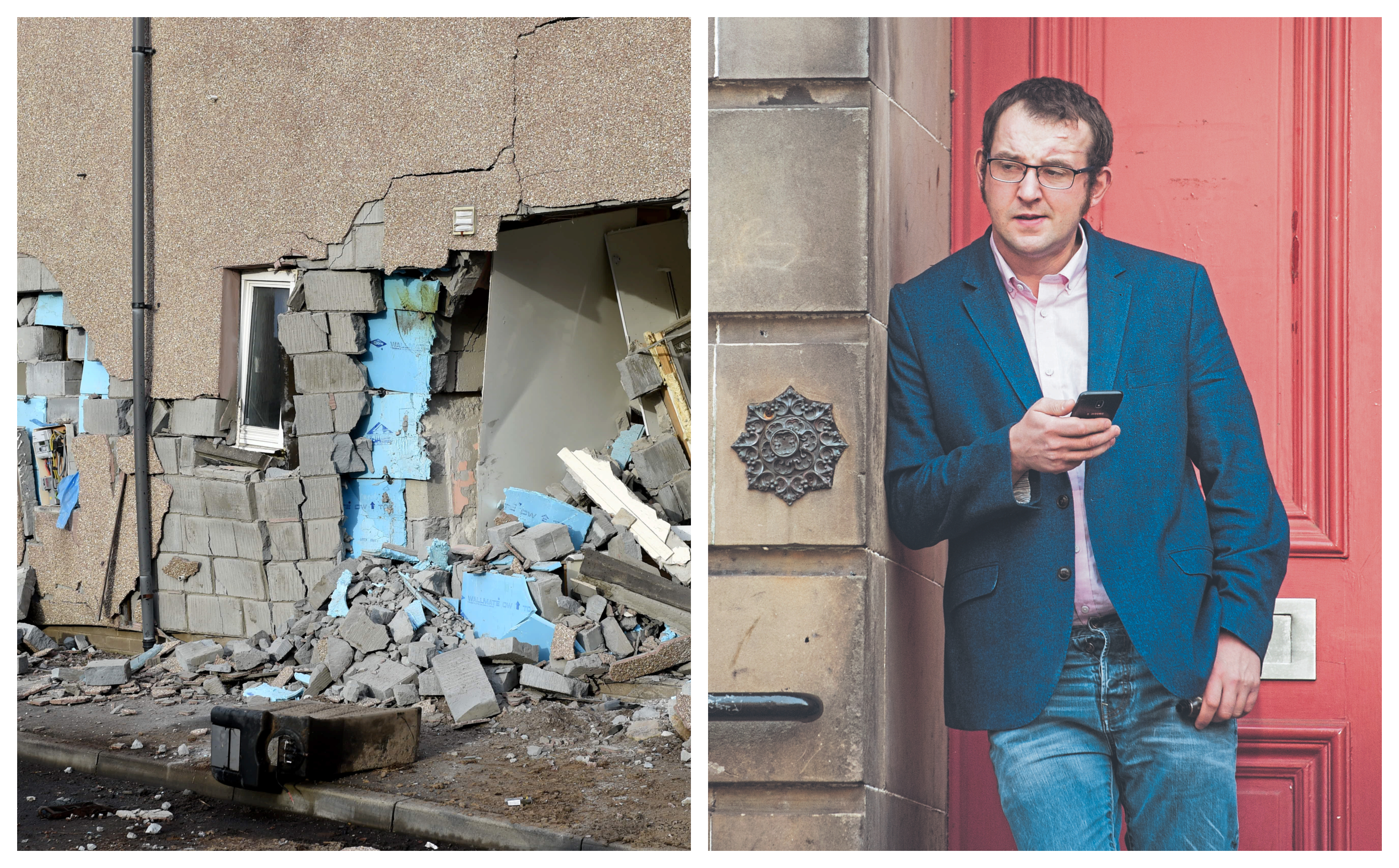 The damage (left) and Gregor Durno.