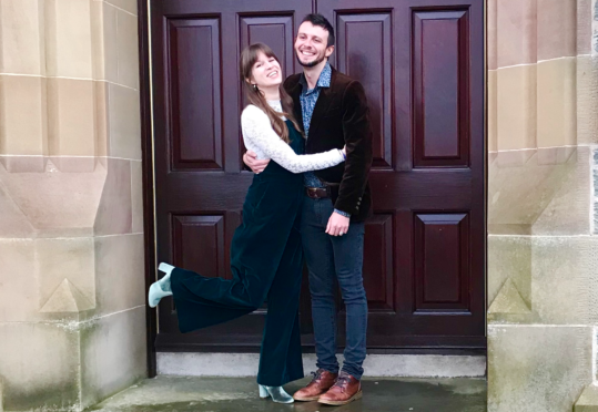 Happy couple Brigid Krause and Shane Eaton on their Shetland wedding day