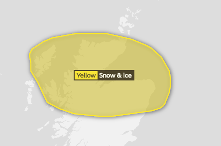 The Met Office has issued a yellow weather warning for snow and ice across the north and north-east this weekend.