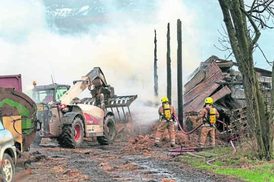 The scene of the fire at the farm.