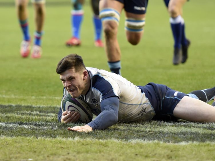 Scotland’s Blair Kinghorn scored a hat-trick of tries against Italy (Ian Rutherford/PA)